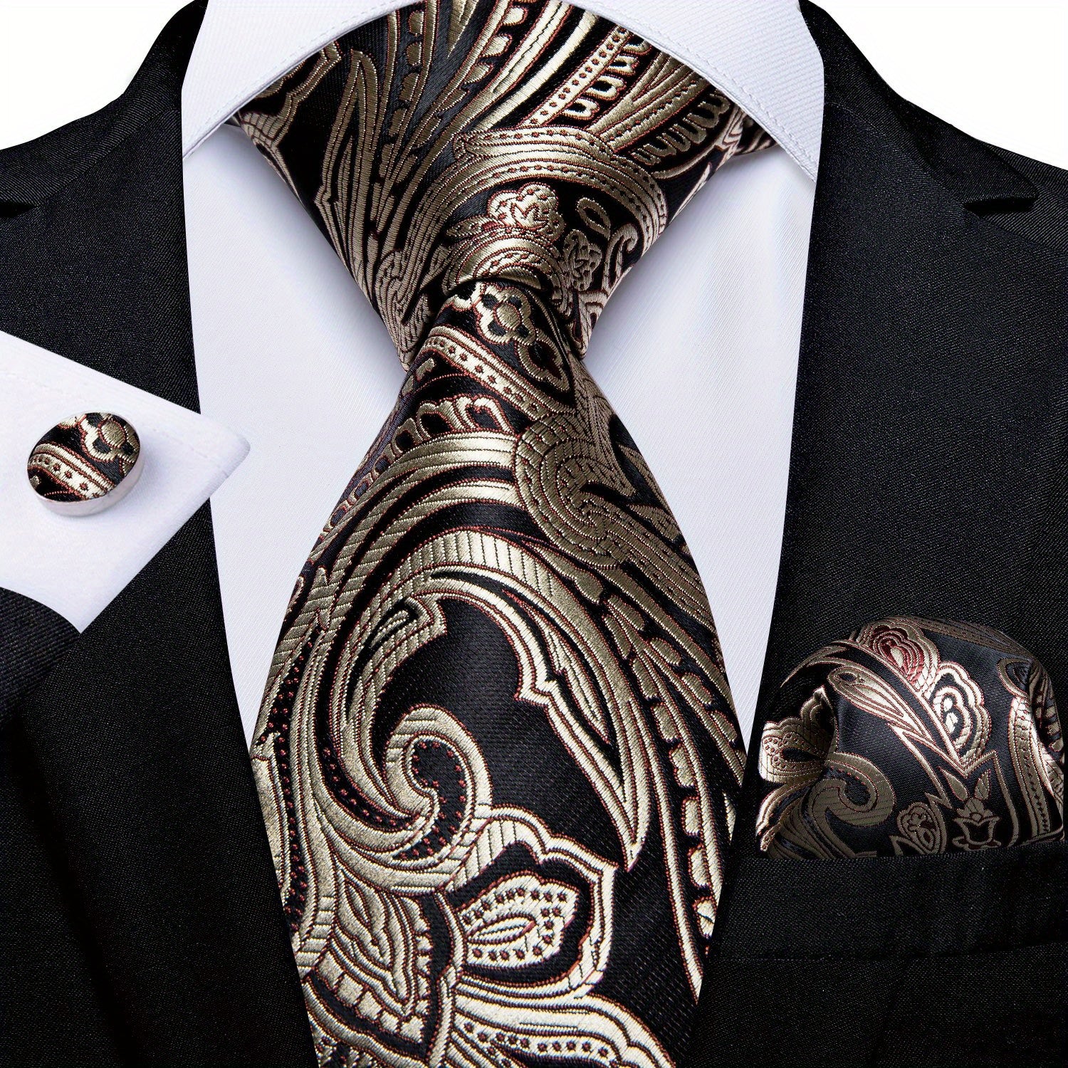 Men's Classic Tie Set with Accessories for Wedding Party Business
