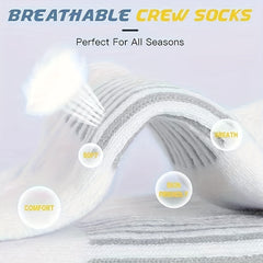 3 Pairs Men's Mid Crew Sport Socks - Sweat Absorbing, Comfy, Breathable