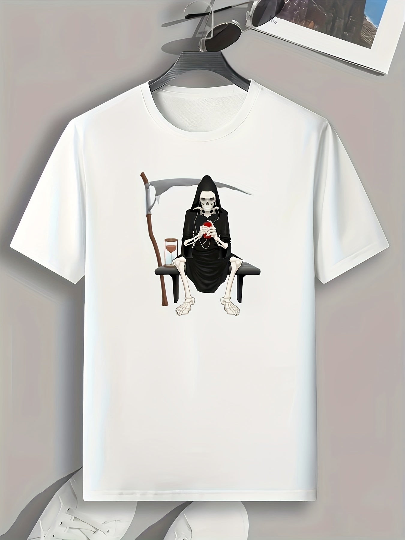 Skeleton Print Men's Graphic T shirt for Summer