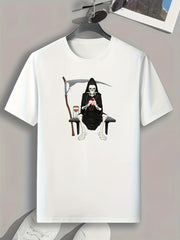 Skeleton Print Men's Graphic T shirt for Summer