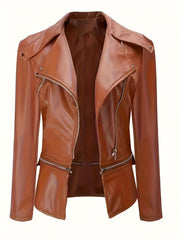 Zip Up Jacket Long Sleeve Lapel Neck Women's Clothing