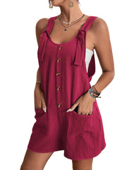 Casual Button Overall Jumpsuit For Spring & Summer Women's Clothing