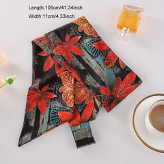 Glitter Skinny Scarf Solid Necktie Satin Twilly Scarf Silk Neckerchief