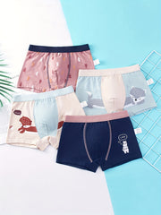 4pcs Boys Dinosaur Boxer Briefs Soft Breathable Underwear
