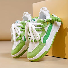 Women's Chunky Sneakers Lace Up Flat Heighten Skate Shoes