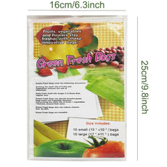 20 Green Reusable Produce Bags for Fridge/Food Storage