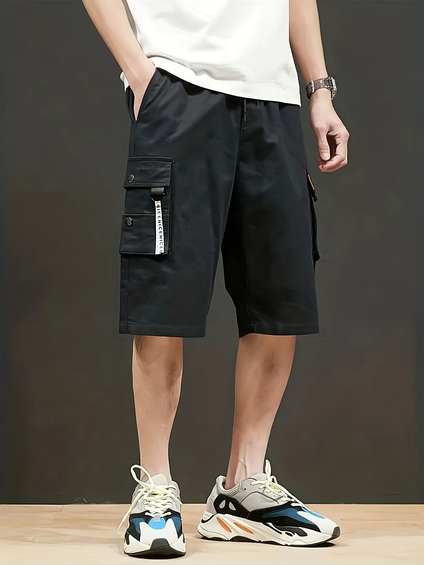 Men's Knee Long Cargo Shorts with Side Pockets