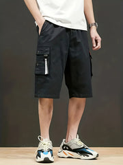 Men's Knee Long Cargo Shorts with Side Pockets
