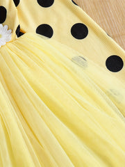 Kid Girls Polka Dot Print Princess Tutu Dress Long Sleeve Pullover