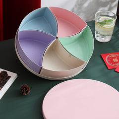 Straw Dried Fruit Tray Candy Box with Lid Snack Tray Desk Organizer