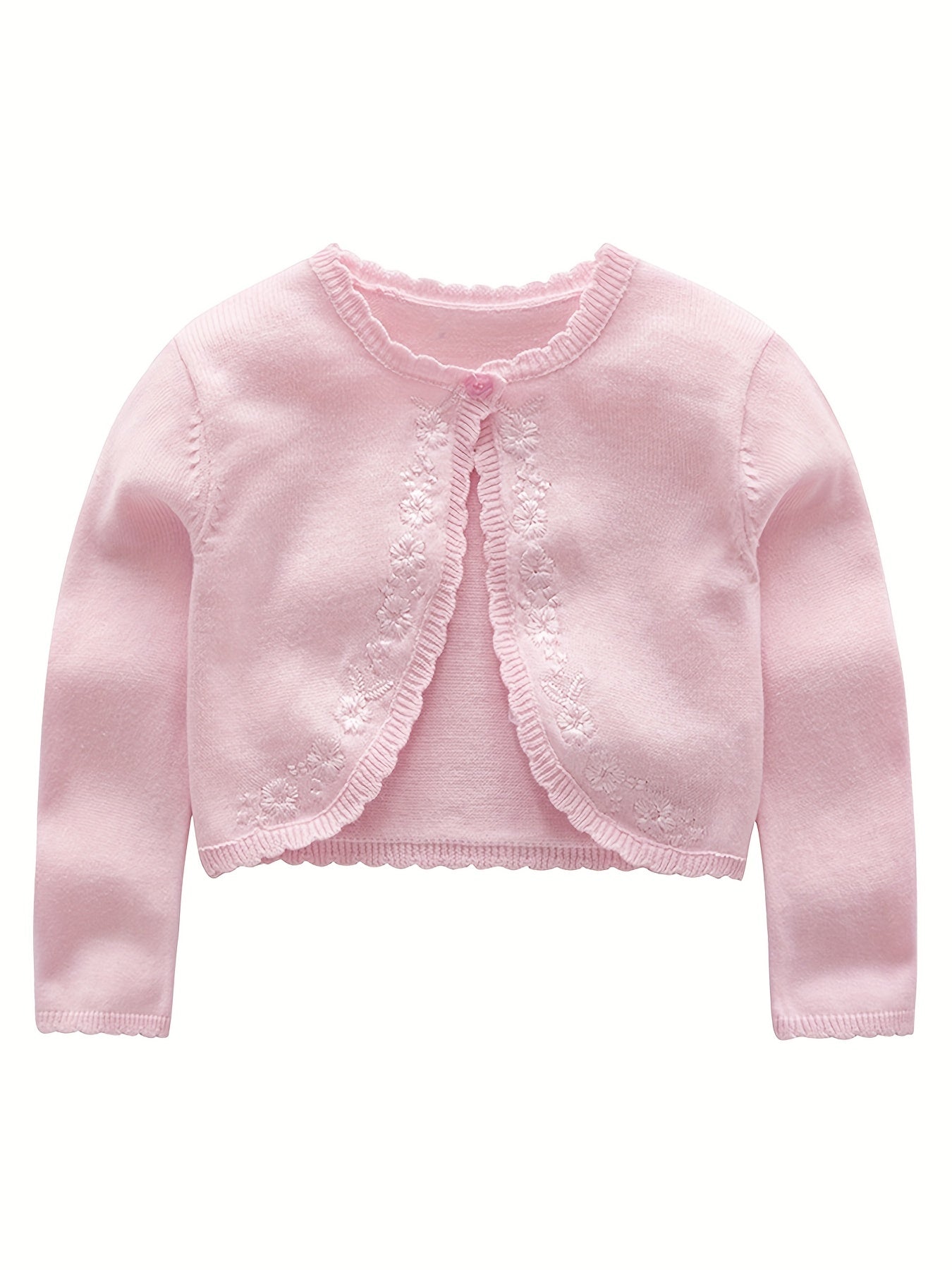Baby Girls Floral Embroidery Knit Cardigan for Spring Autumn