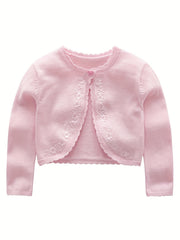 Baby Girls Floral Embroidery Knit Cardigan for Spring Autumn