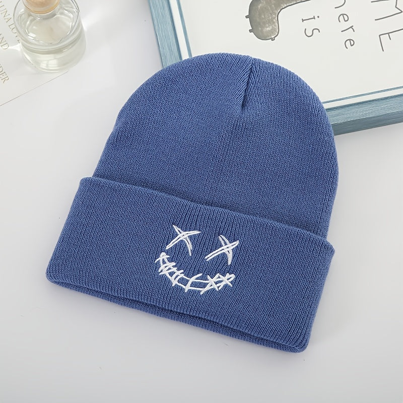 Creative Smile Face Embroidery Knit Hat