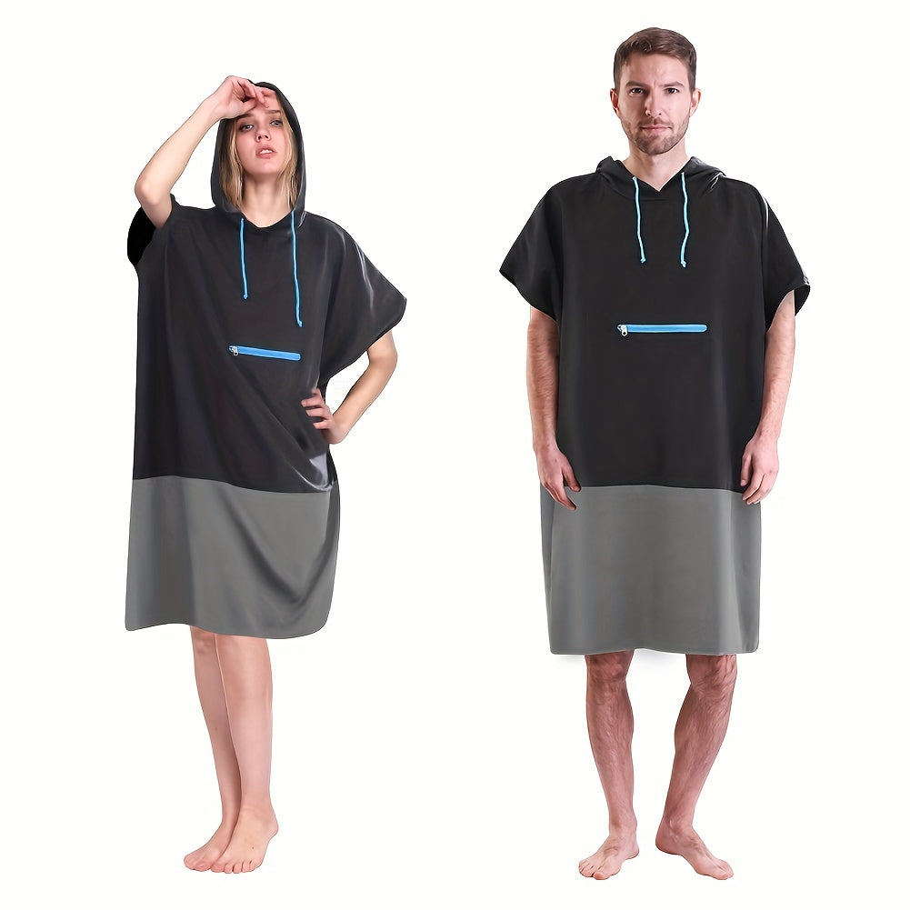 Microfiber Surfing Wetsuit Changing Towel Robe Poncho Hood Pocket