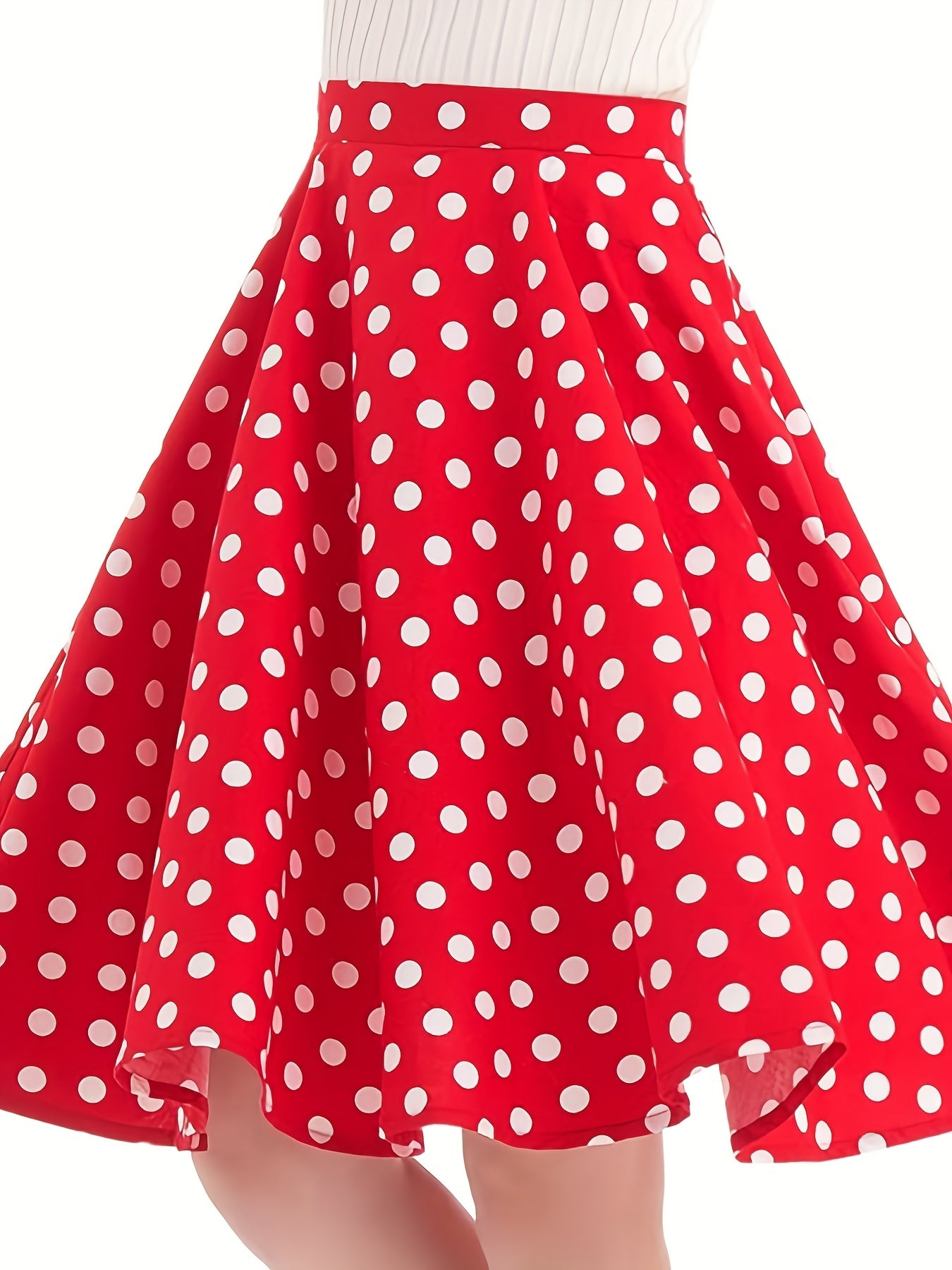 Polka Dot A-line Swing Skirt
