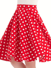 Polka Dot A-line Swing Skirt