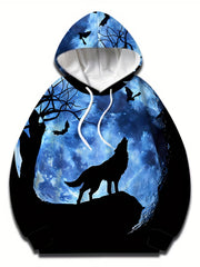 Wolf 3D Print Hoodie Men Graphic Hooded Pullover
