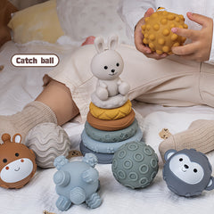 6pcs Sensory Hand Grasping Ball Set PVC Animal Puzzle Toys for Babies