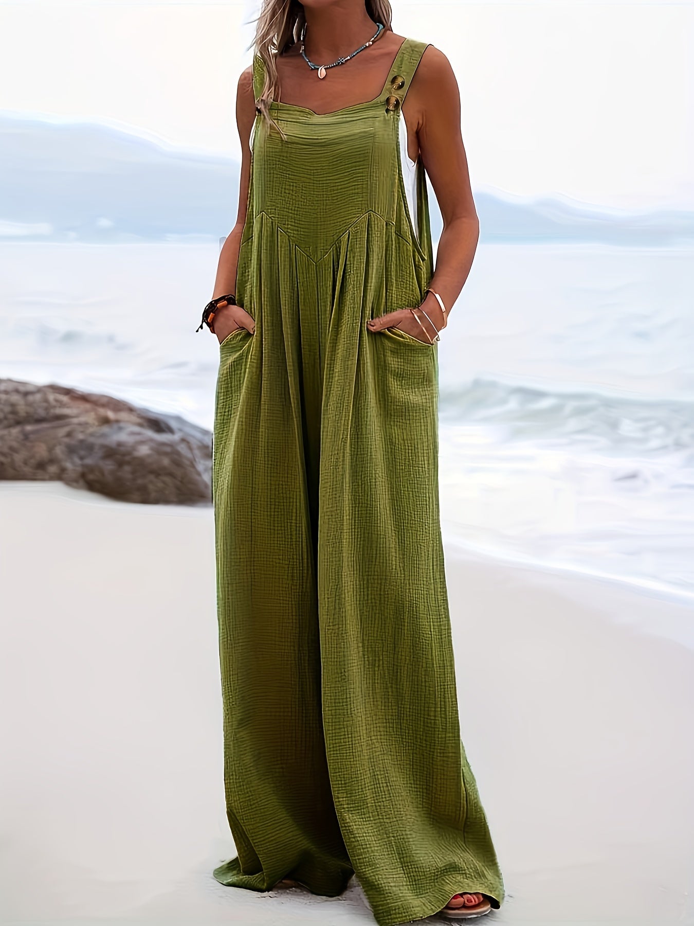 Sleeveless Wide Leg Jumpsuit Loose Casual Women's Clothing
