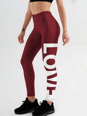 Letter Graphic Yoga Leggings High Waist Workout Running Sports Tight Pants