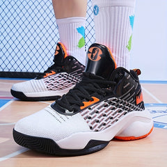 Men's High Top Breathable Basketball Shoes Lace Up Shock Absorption Sneakers