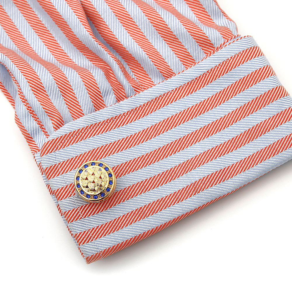Men's Rhinestone French Round Cufflinks