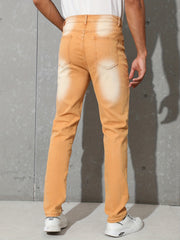 Y2k Slim Fit Jeans Mens Distressed Stretch Denim Pants