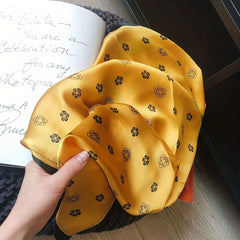 Camellia Flower Bandana Silk Neckerchief Scarf Head Wrap
