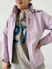 Hooded Waterproof Outdoor Jacket Long Sleeves with Zipper Pockets