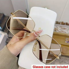 Square Metal Sunglasses Casual Chain Charm Gradient Glasses UV400