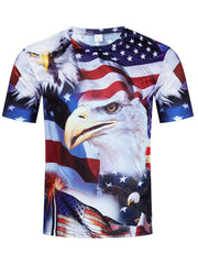 Men's Bald Eagle Print T Shirt for Summer Outdoor Activities