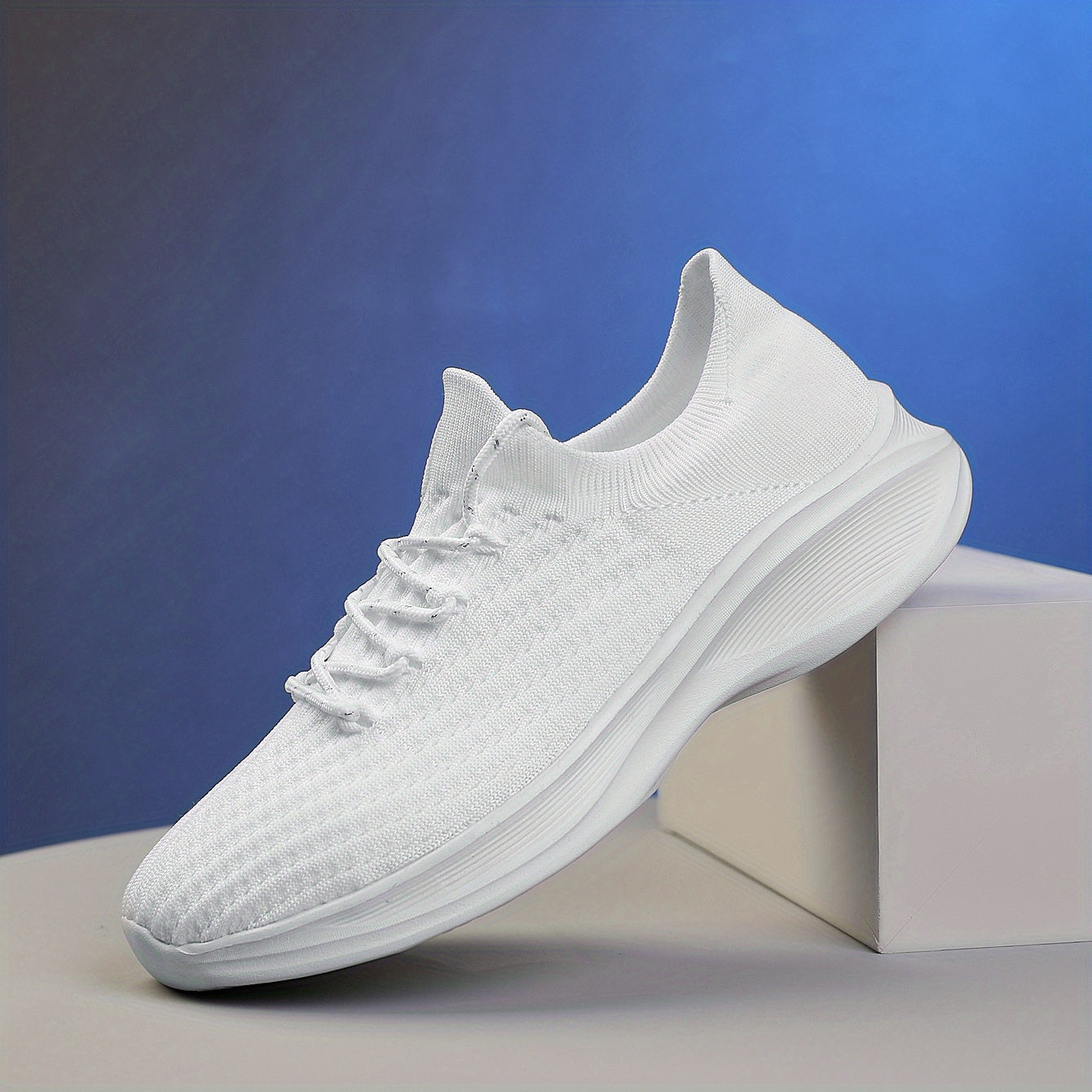 Men's Lace Up Knit Sneakers Breathable Casual Shoes