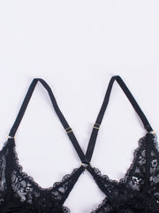 Solid Floral Jacquard Seamless Bra Plus Size Women's Top