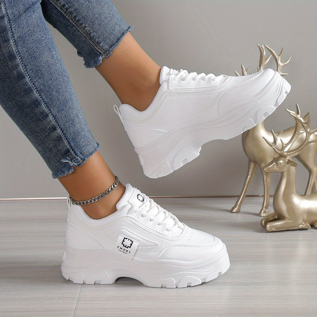 Women's Chunky Sneakers Low Top Platform Trainers Casual Round Toe