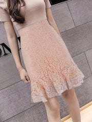 Women's Lace High Waist Skirt for Office
