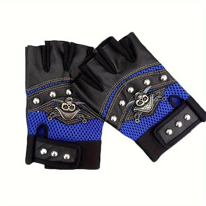 Leather Pirate Gloves Half Finger Cycling Sports Gloves