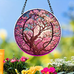 Cherry Blossoms Tree Suncatcher Decor Round Hanging Ornament