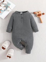 Baby Boy's Striped Bodysuit Long Sleeve Romper