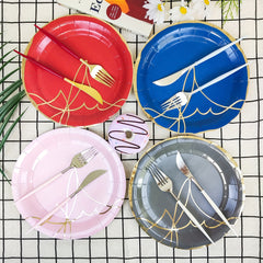 8pcs Disposable Plates for Dinner, Dessert - Birthday Party Decor