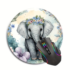 Elephant Mouse Pad Round Non Slip Rubber Mouse Pad Laptop Office Computer Decor