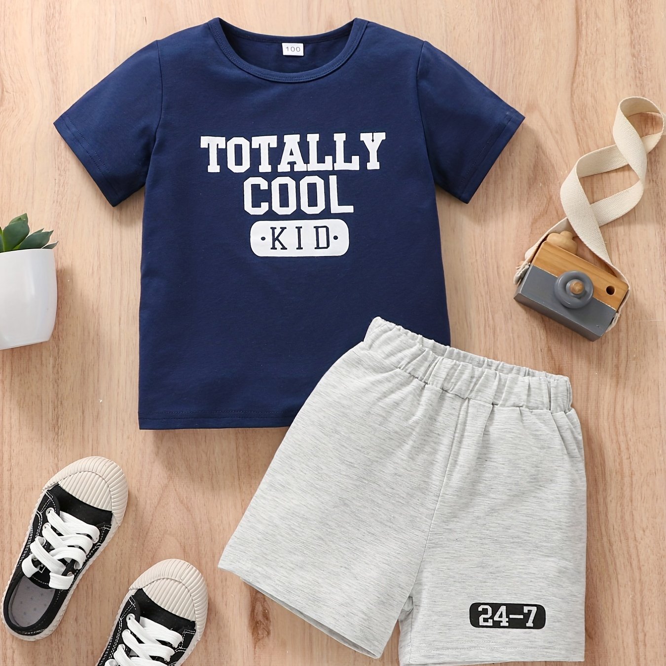 Boys Casual Outfit Round Neck T shirt & Shorts For Summer Kids Clothes