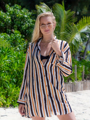 Lapel Button Front Beach Cover Up Shirt Long Sleeve Soft Sun Protection