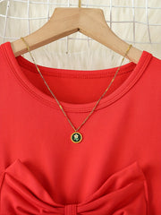 Girls Santa Graphic Long Sleeve Dress with Bow Belt