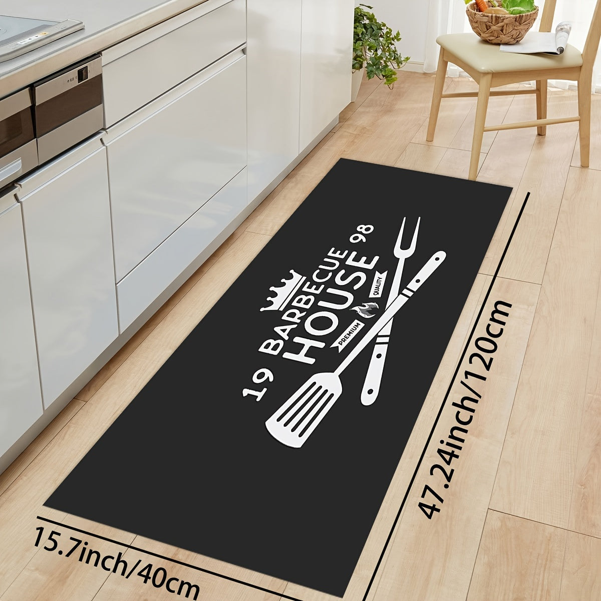 BBQ House Kitchen Mat English Letter Print Rug