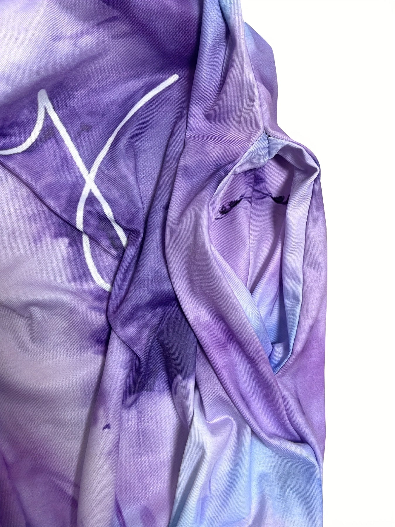Tie Dye & Slogan Print Long Sleeve Nightdress