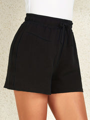Solid Drawstring Shorts Casual Elastic Waist Summer Shorts Women's Clothing