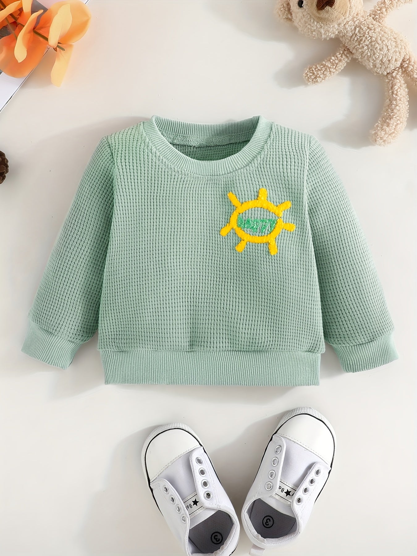 Baby Boys Bear Print Pullover Sweatshirt for Fall Winter