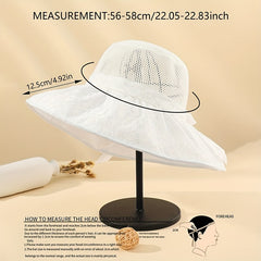Mesh Hollow Lace Sun Hat Wide Brim Casual Beach Travel Bucket Hat