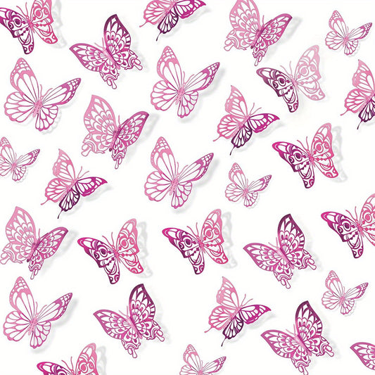 72pcs 3D Butterfly Wall Decor Stickers Silvery Party Decorations