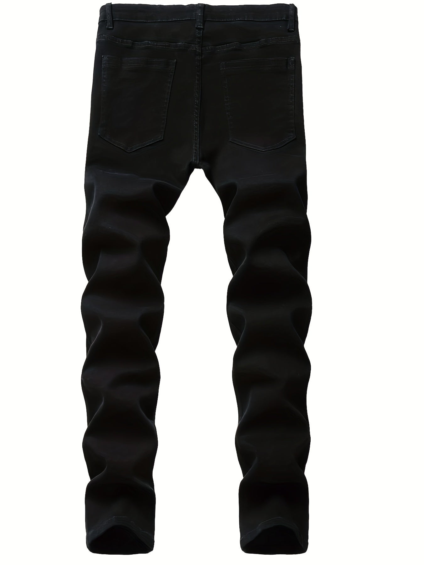 Mens Ripped Cotton Jeans Slim Fit Distressed Denim Pants